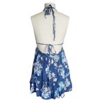 Lulus ✨ Pretty as a Picture Navy Blue Floral Print Ruffled Halter Sz Large Dress✨ Photo 5