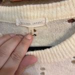 Gilded Intent  womens crewneck striped sleeve boyfriend sweater cream/black L Photo 3