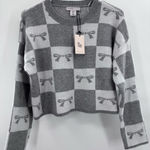 Sincerely Jules Gray Bow Checkered Sweatshirt Size XS Photo 0