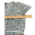 Anokhi Blouse XS Blue Indian Cotton Block Button Shirt Boho Hippie Ruffle #BB1 Photo 2