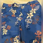 Floral Blue Cotton/Linen Pants Size waist 34 length 33. Photo 1