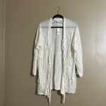 New York And Company New York & Co Cardigan Sz M Open Front Fringe Detail Fall Sweater Special Event Photo 2