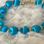 Vintage 90s Blue Satin Covered Bead Bracelet Photo 3