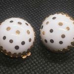 Christian Dior Vintage  Gold Tone Dome White With Gold Dots Clip-On Earrings  Photo 0