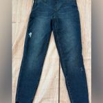 Spanx  Pull On Denim Blue Distressed Ankle Skinny Jeans Medium Wash M Photo 2