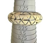 Vintage Bone Inlay & Wood Chunky Bangle – Geometric Triangle Mosaic, Boho Statem Photo 8