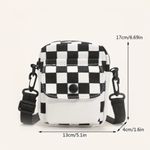 Mini Checkered Canvas Crossbody Bag Black Photo 4