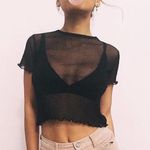 Brandy Melville Mesh Glitter Ruffled Tee Photo 0