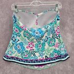 24th & Ocean Blue Floral Tube Padded Swimwear Tankini Tank Top Medium M Photo 1