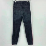 ZARA  Black Washed High Waisted‎ Red Velvet Stripe Jeans Size 4 Photo 5
