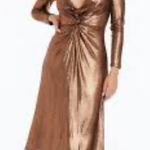 Dress the Population NEW  Daria Bronze Midi Metallic Fall Sexy Cocktail Party NYE Photo 0