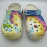 Crocs  Classic Tie Dye Clog Women’s 8 Men’s 6 Multicolor Virgo Peace Charms Photo 1