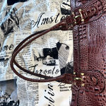 Etienne Aigner Rich Brown Crocodile Tote Photo 1