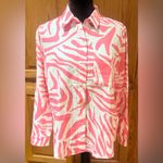Rails  Ellis Tiger Organic Cotton Gauze Button Down Shirt Pink & White Size Small Photo 4