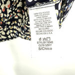 MTS size small short sleeve blouse flare sleeve colorful dot like pattern Black Photo 4