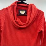 Anthropologie  Maeve Winterscape Ribbed‎ Red Orange Long Sleeve Peplum Ruffle Top Photo 3