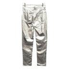 Gap High Rise Vegan Leather Cheeky Straight Pants Silver Size 28 Tall Photo 3