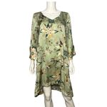 Anthropologie  Odd Molly Boho Green Geometric Shift Dress 3/4 Sleeve M Photo 1