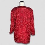 Roaman's Vintage Red Silk Beaded Sequin Rhinestone Blazer Coat 2X Photo 1