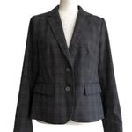 Talbots  Women Gray Plaid Button Front Wool Blend Lightweight Blazer Jacket Sz 6 Photo 0