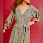 Anthropologie  Impeccable Pig Striped Dress with Embroidered Flowers Photo 0