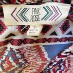 Pink Rose Polyester Aztec Printed Blouse Top Size Large Photo 5