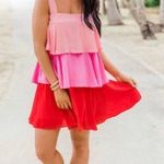 Pink Lily Color Block Ruffle Dress Photo 0