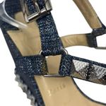 Christian Louboutin  Lame Lux Pyraclou 110 Denim Wedge Sandal Blue Size 41 Photo 9