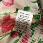 Hill House Womens The Isabella Top Crop Smocked Puff Sleeve Pink Roses White M Photo 4