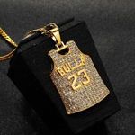 23 Chicago Bulls Michael Jordan NBA Jersey Necklace - Gold Colored - Rhinestone Photo 0