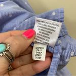 Charter Club Relaxed Houndstooth Plaid/ Polka Dot Blue/White Button Down Top Photo 2