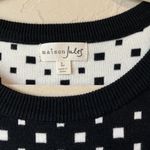 Maison Jules Women’s Sweater Dress L  Jacquard Fit & Flare Square Polka dot cute Photo 2