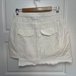 Lily Rain Women's White 100% Cotton Raw Asymmetrical Hem Jean Mini Skirt Sz Med Photo 2
