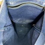 Baggu  Tote Milled Leather Nubuck Bag Handbag Natural Interior Pocket Navy Blue Photo 5