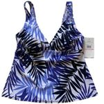 Jantzen Classics Tankini Swim Top Blue White Fern Print Swimsuit Top Size 10 NEW Photo 0