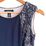 R & M Richards Navy Sequin and Lace Sleeveless Formal Evening Gown Maxi Dress, 4P Photo 3