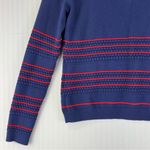 Maison Jules Crewneck Pullover Sweater Women’s Size Medium Blue Red Striped Photo 6