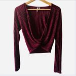 ASOS Red Plunge Crop Top Size 4 Cropped Wrap Twist Wine Burgundy NYE shiny sexy Photo 1