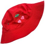 Hand Painted Heart Cherries Red Bucket Hat Photo 9