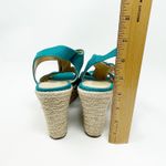 Michael Kors Turquoise Linen Strap Wedges Sandals Women's Size 9M/39M Espadrille Blue Photo 6