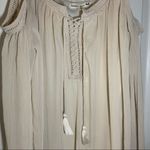 Double Zero  Tan/Cream Cold Shoulder Long Sleeve Dress M Photo 7