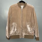 Madewell  Velvet Bomber Jacket Silk Velour Lightweight Champagne Women’s Medium Photo 2