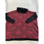 Joseph A . Plaid Knit Cowl Neck Oversized Sweater Long Sleeve Red Black Size XS Photo 4