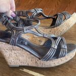Rampage Pewter Gray Gold Strappy Sandals platform wedge chunky fall size 8 Photo 2