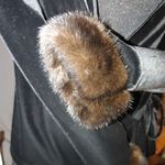 Chetta B Black Velvet Blouse Jacket Top NYC Real Mink Fur Cuff Crossover Photo 4