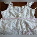 Japna  || NWOT White Laced Ruffle Front Tie Cropped Top Sz Small Photo 6