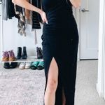 Lovers + Friends Revolve Black Ruched Front Slit Gown Photo 4