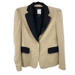 Robert Rodriguez  Womens Sz 10 Blazer Career Jacket Tan Black One Button Lined Photo 0