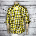 Michael Kors NWT Size P/XL Yellow & Black Plaid Tie Sleeve Button Down Shirt Top Photo 2