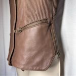 My Tribe Leather Moto Jacket Brown Full Zip Asymmetric Hem Biker Rocker XS Y2K Photo 2